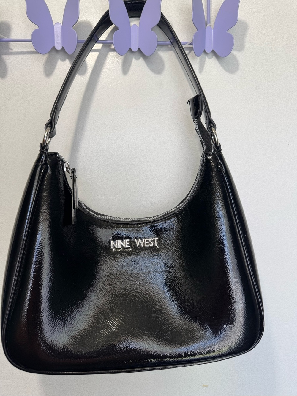 Nine West Black Patent Shoulder Hobo